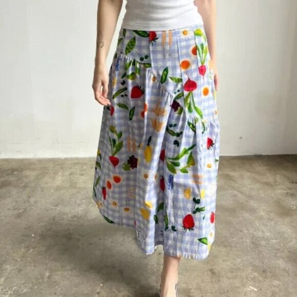 NWT LISA SAYS GAH MAEVE MIDI SKIRT, PICNIC, 2XL - Picture 3 of 13